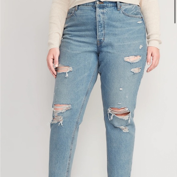 NWT OLD NAVY SKY HIGH STRAIGHT LEG DISTRESS JEAN - Picture 9 of 14